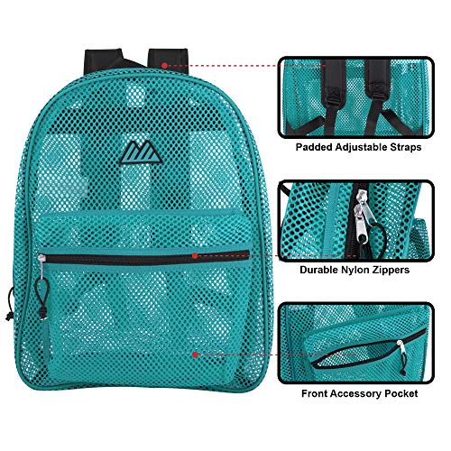 Summit Ridge Mesh Backpacks for Kids, Adults, School, Beach, and Travel, Colorful Transparent Mesh Backpacks with Padded Straps - Image 2