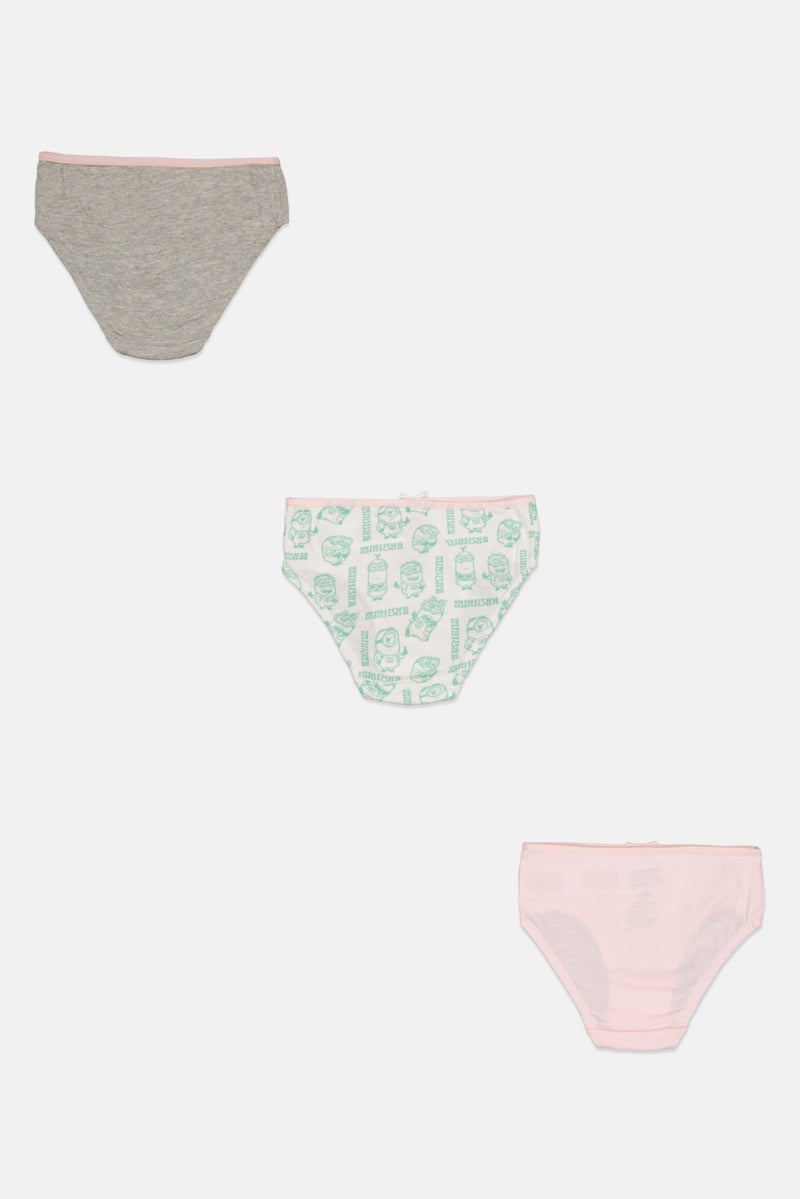 Minions Kids Girl 3 Pieces Graphic Print Briefs, Multicolor - Image 3