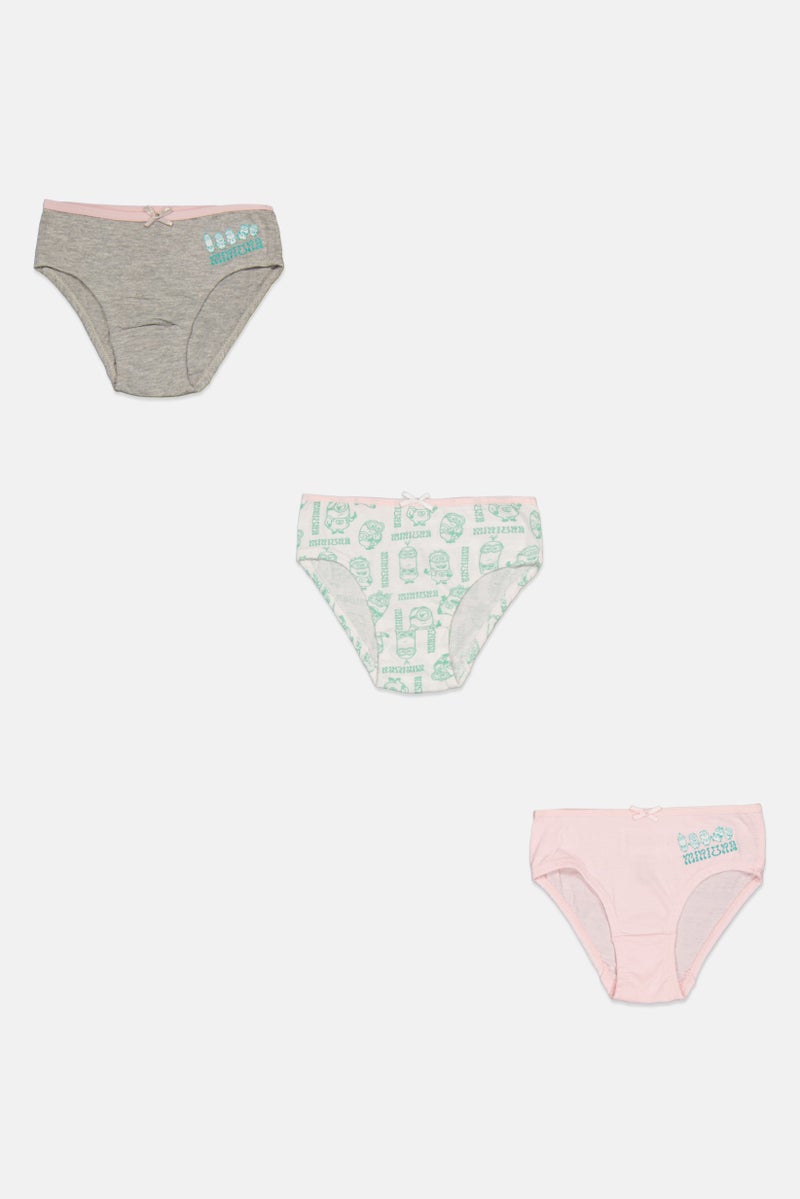 Minions Kids Girl 3 Pieces Graphic Print Briefs, Multicolor - Image 2