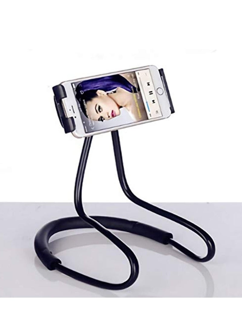 AWH - Lazy Hang Neck Phone Support Holder, Multi-function Creative Mobile Holder Desktop Bed Car Bracket Stand Black - Image 1