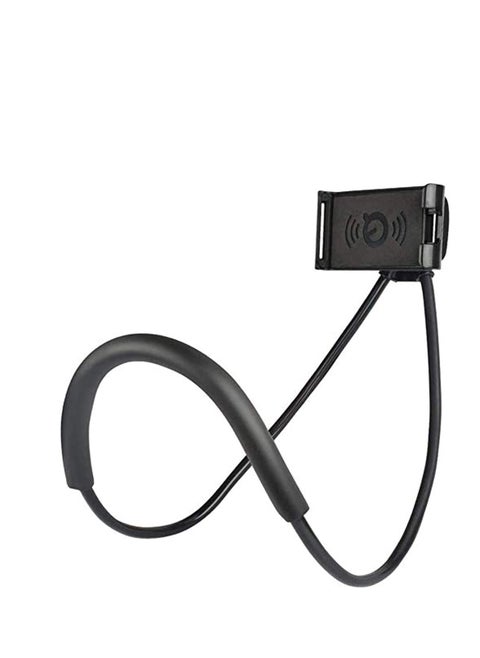 Lazy Hang Neck Phone Support Holder, Multi-function Creative Mobile Holder Desktop Bed Car Bracket Stand Black