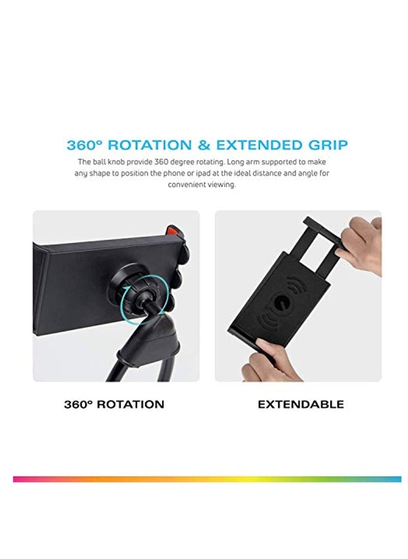 AWH - Lazy Hang Neck Phone Support Holder, Multi-function Creative Mobile Holder Desktop Bed Car Bracket Stand Black - Image 1