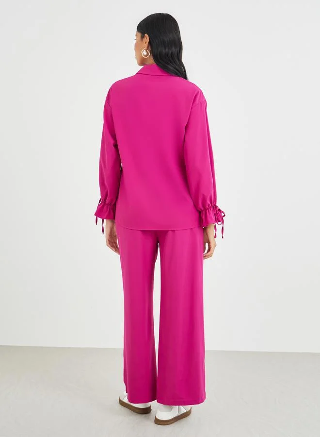 Take Two Take Two Solid Bell Sleeve Shirt and Pants Co-Ords