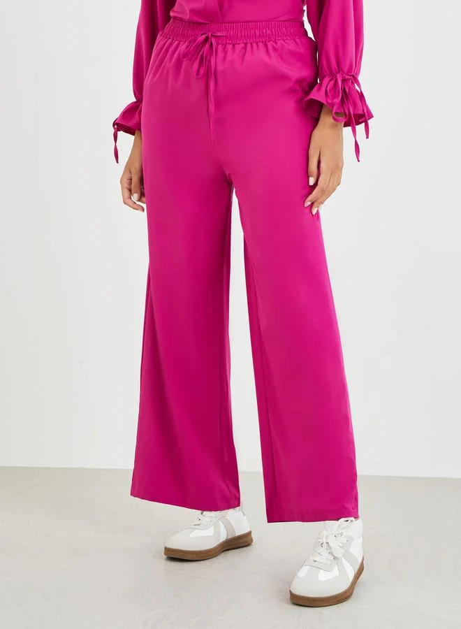 Take Two Take Two Solid Bell Sleeve Shirt and Pants Co-Ords