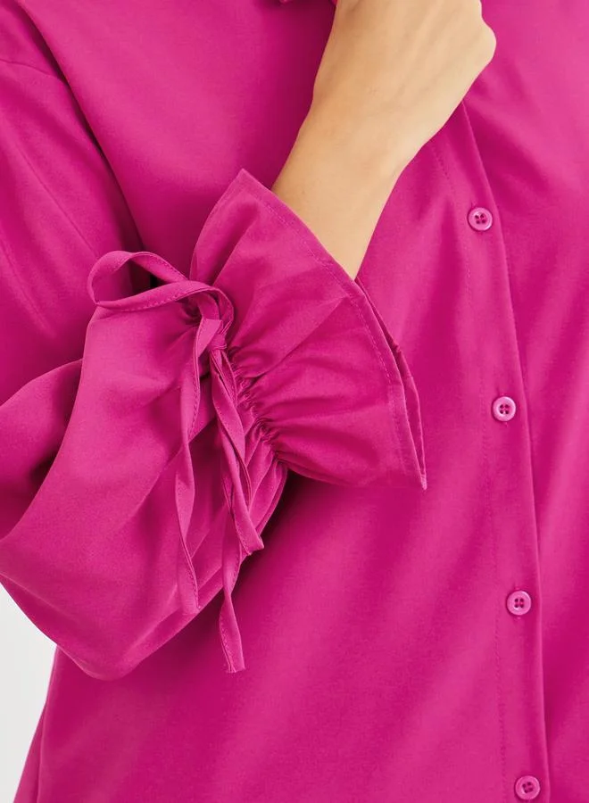 Take Two Take Two Solid Bell Sleeve Shirt and Pants Co-Ords