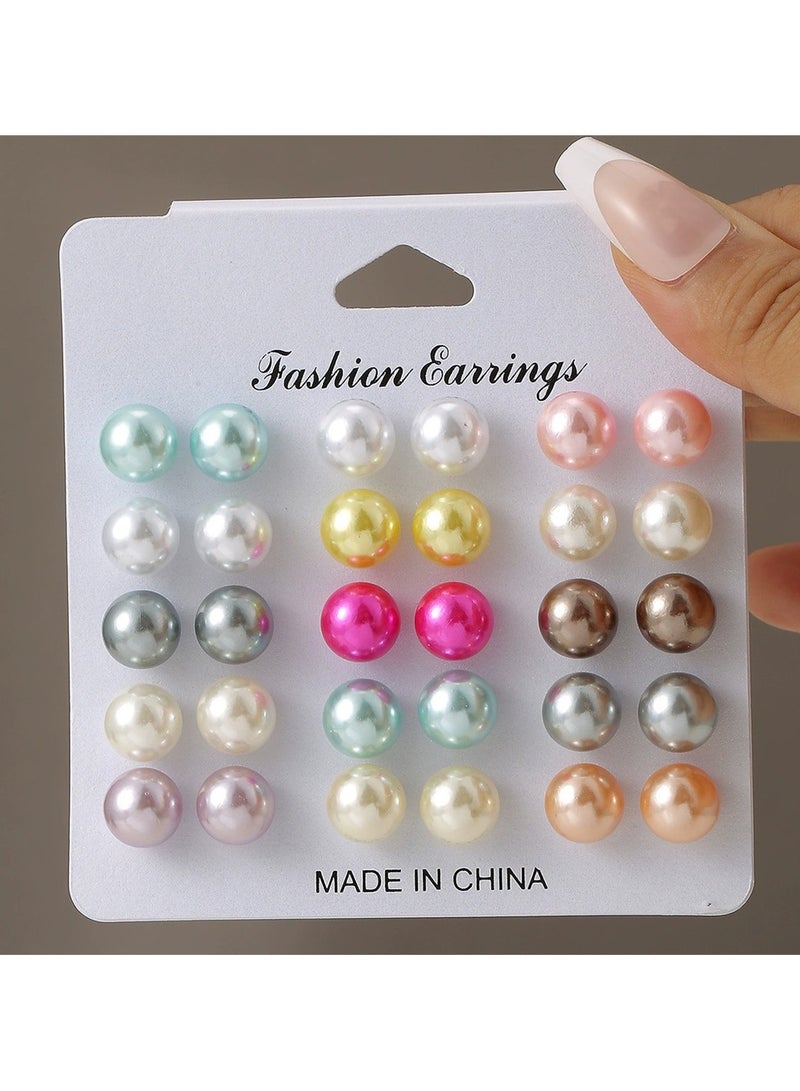 Goolsky Women’s 15-Piece Stud Earring Set – Fashion Geometric & Pearl Designs, Simple Multipack for Daily Accessorizing - Image 1