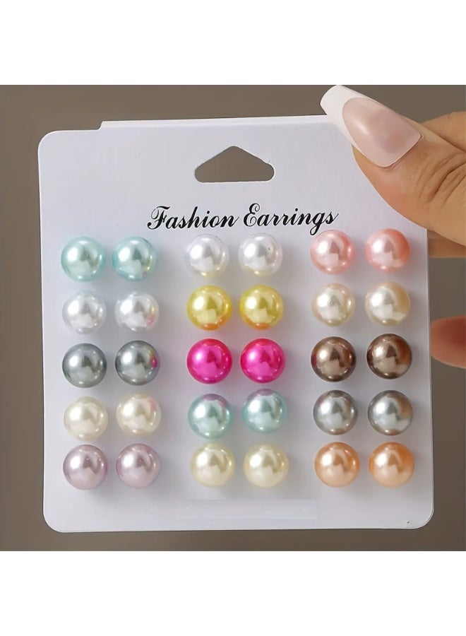 Goolsky Women’s 15-Piece Stud Earring Set – Fashion Geometric & Pearl Designs, Simple Multipack for Daily Accessorizing - Image 3