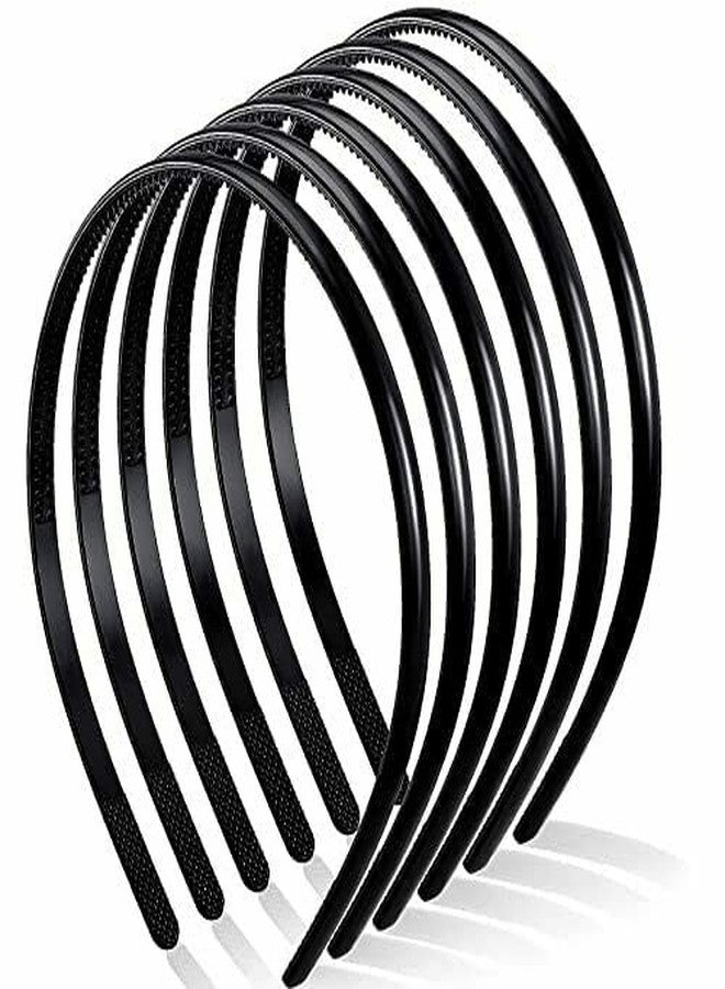 Big Box 6 Pieces black Plastic Plain Headbands Teeth Comb Headbands Halloween Skinny DIY Hair - Image 1