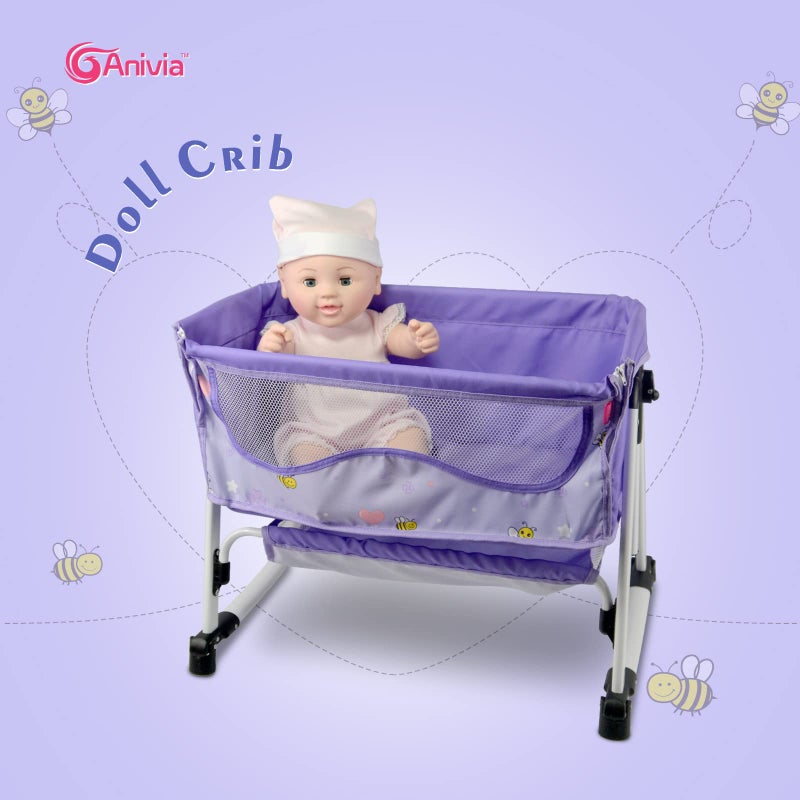 Anivia Doll Bed Furniture 2 Function Toy, Doll Bed and Doll Swings Together for 18 inches Baby Dolls, Baby Doll Crib with Bottom (DP601PURPLE) - Image 2