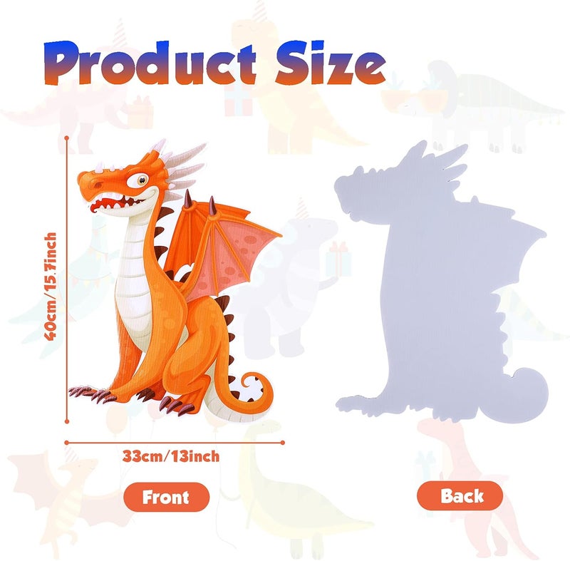 Marsui 4 Pieces Dragon Party Decorations Dinosaur Birthday Yard Sign Outdoor Garden Decor Cute Cartoon Lawn Sign Supplies with 8 Stakes for Kids Birthday Party Lawn Garden Decorative - Image 3