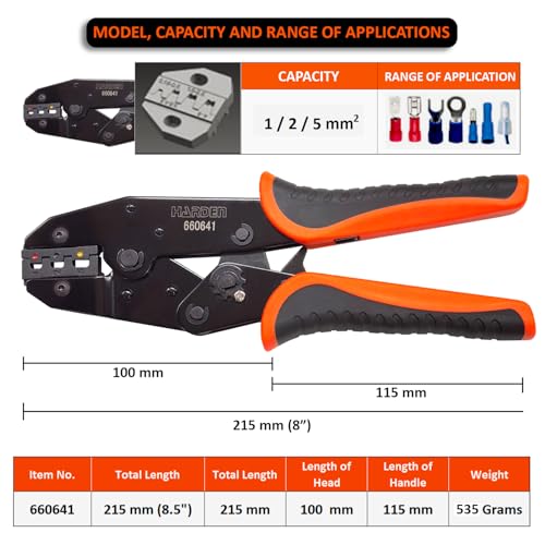 Harden Ratchet Crimping Modular Plug Tool Plier - Cable Wire Lug Tool Plier Crimper - 660641 - Image 2