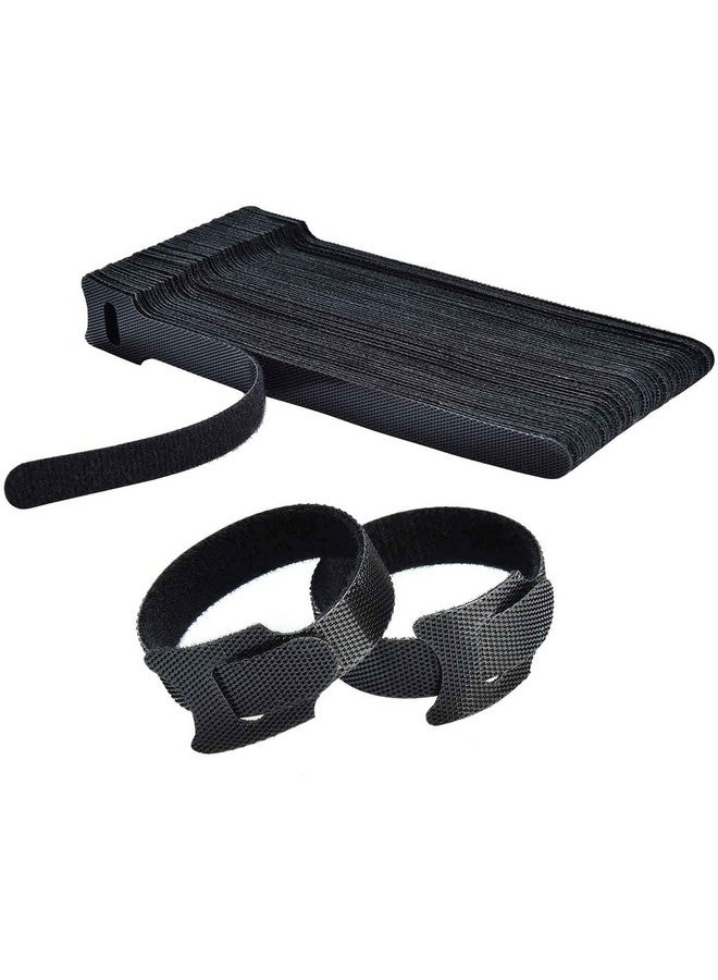 INOVERA (LABEL) INOVERA 50 Piece Cable Organizer Hook & Loop Tape - Wire/Cord Holder Management Strap - Reusable Hook & Loop Ties for PC, TV, Desk, WFH Accessories - Black - Image 1