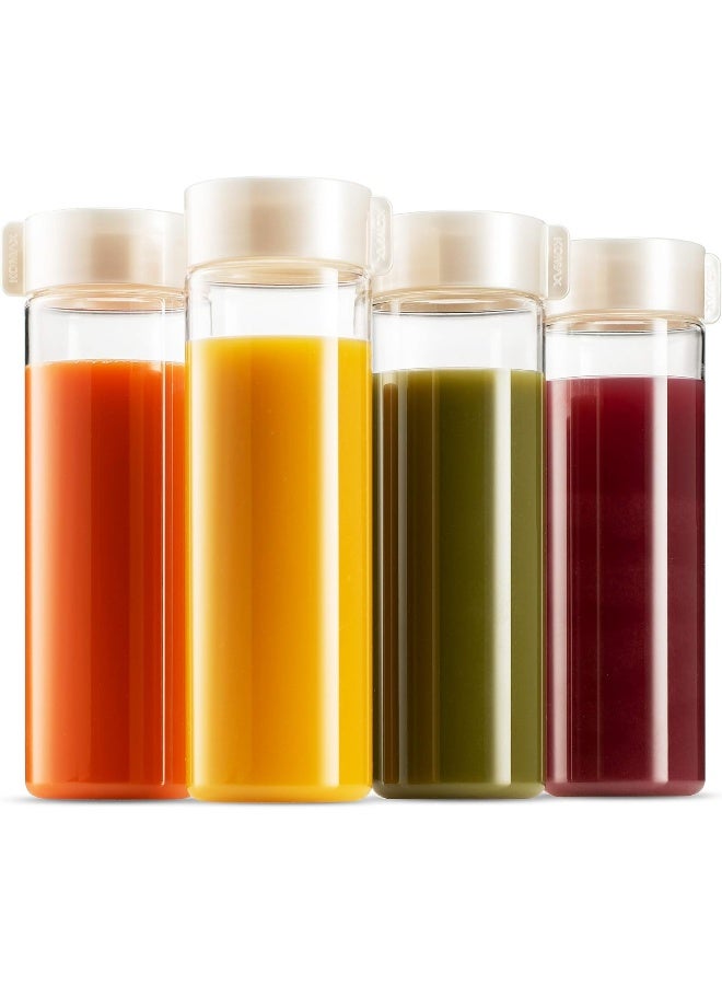 Komax Reusable Juice Bottles, Set of 4 Leak-Proof Juice Containers with Lids for Fridge, BPA-Free Plastic Smoothie Bottle Set, Dishwasher-Safe Wide Mouth Juicing Bottles (18.5 oz) - Image 2