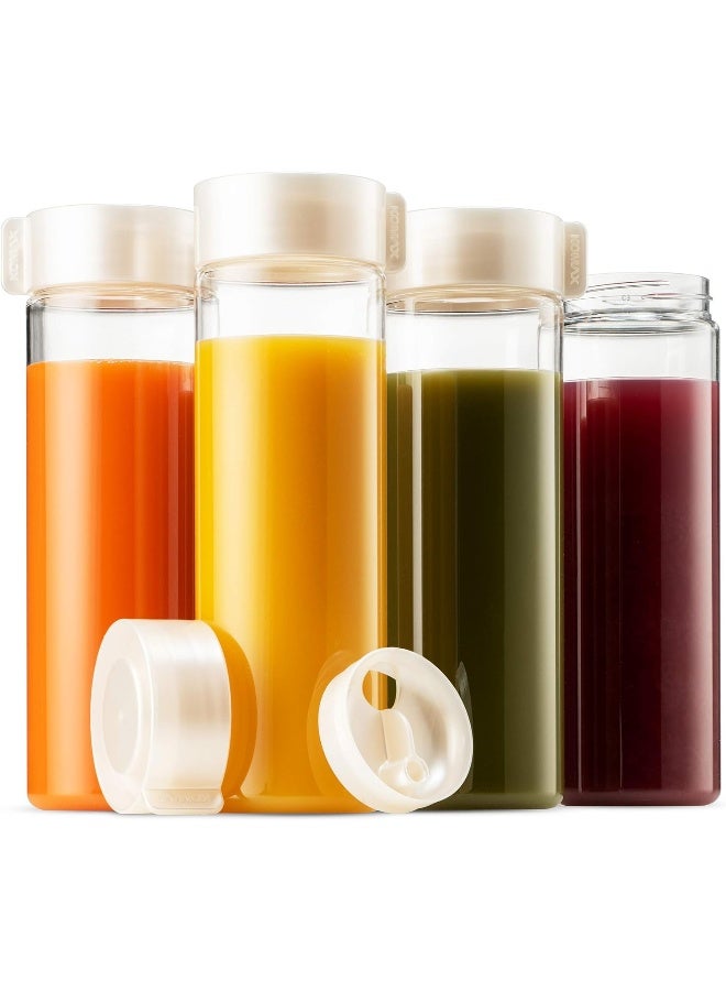 Komax Reusable Juice Bottles, Set of 4 Leak-Proof Juice Containers with Lids for Fridge, BPA-Free Plastic Smoothie Bottle Set, Dishwasher-Safe Wide Mouth Juicing Bottles (18.5 oz) - Image 3