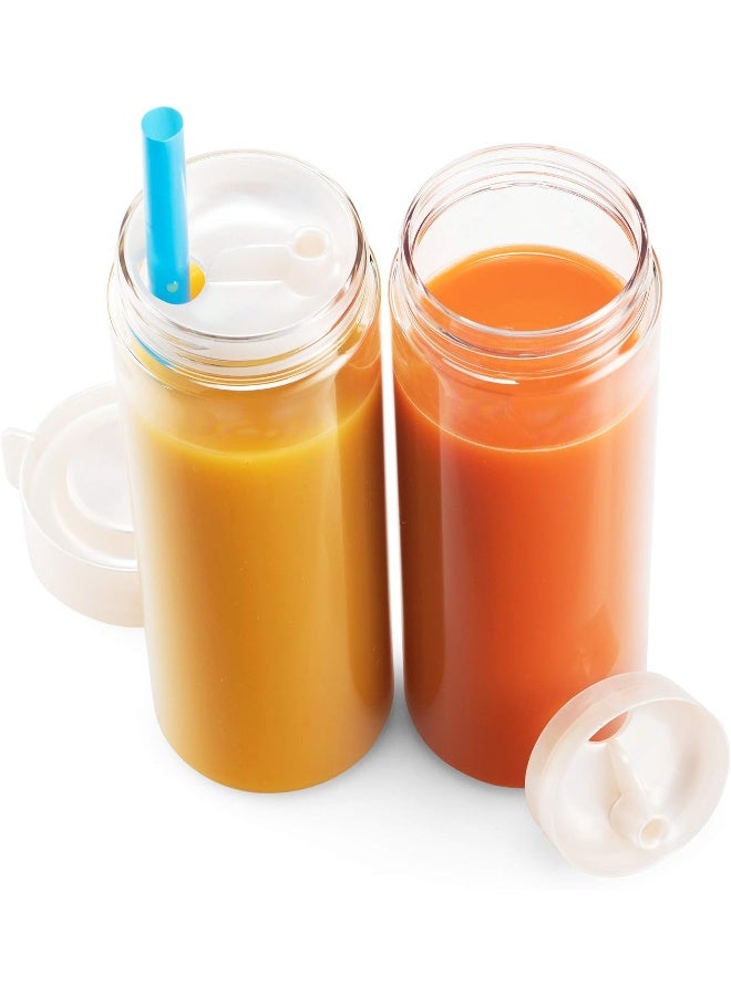 Komax Reusable Juice Bottles, Set of 4 Leak-Proof Juice Containers with Lids for Fridge, BPA-Free Plastic Smoothie Bottle Set, Dishwasher-Safe Wide Mouth Juicing Bottles (18.5 oz) - Image 4