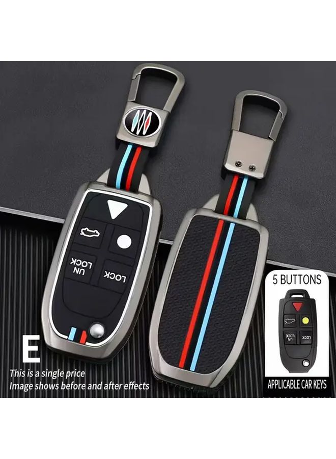Moonlight Silvery Car Key Case For Volvo 5 Button Folding Protector With Metal Clip - Image 1