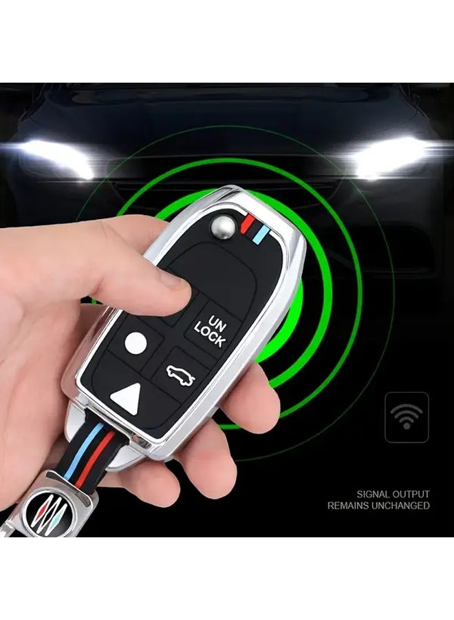 Moonlight Silvery Car Key Case For Volvo 5 Button Folding Protector With Metal Clip - Image 5