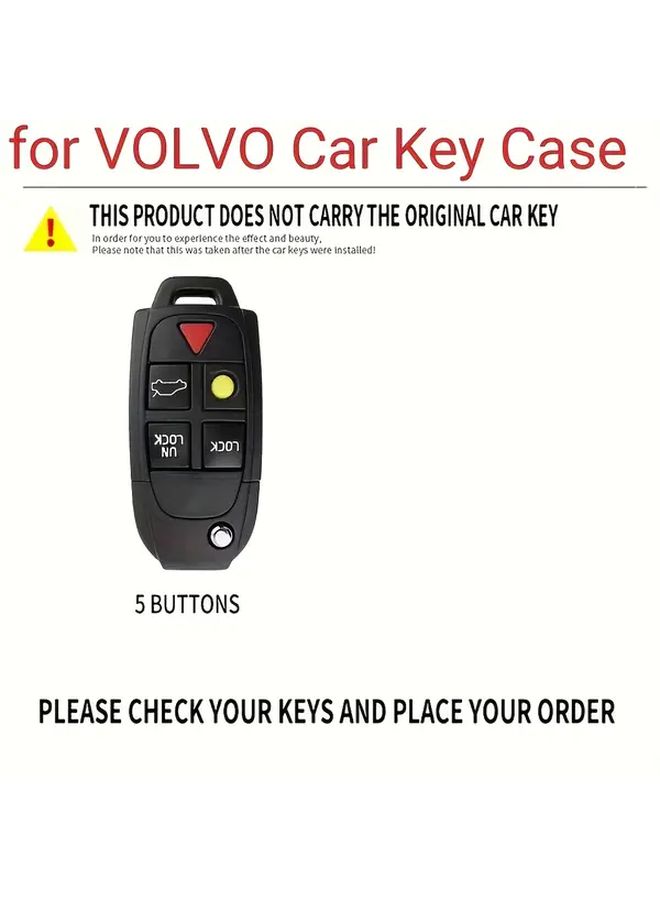 Moonlight Silvery Car Key Case For Volvo 5 Button Folding Protector With Metal Clip - Image 3