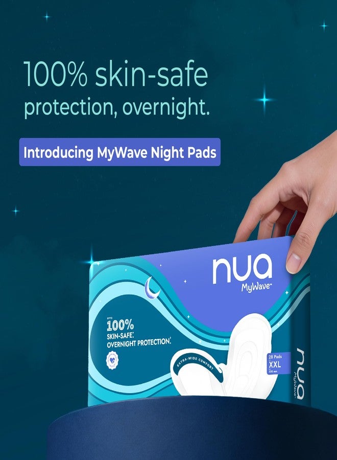 Nua MyWave Night XXL Sanitary Pads for Women | Heavy Flow Period Pads | Super Soft, Rash-Free, Leak-Proof | Super Absorbent | Pack of 28 | Individually Wrapped | 320 mm - Image 2