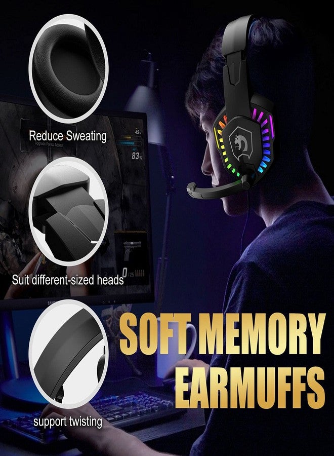 MANBASNAKE Wired Gaming Keyboard and Mouse Headset Combo,Rainbow LED Backlit Wired Keyboard,Over Ear Headphone with Mic,Rainbow Backlit Gaming Mice,Mouse Pad,for PC,Laptop,Mac,PS4,Xbox(Black) - Image 4