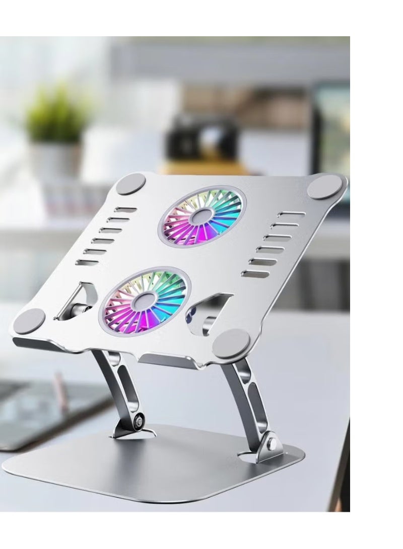 Laptop Holder Stand V4.0 with Dual Cooling Fans | 180° Rotatable & Height Adjustable for Office/Home - Image 1