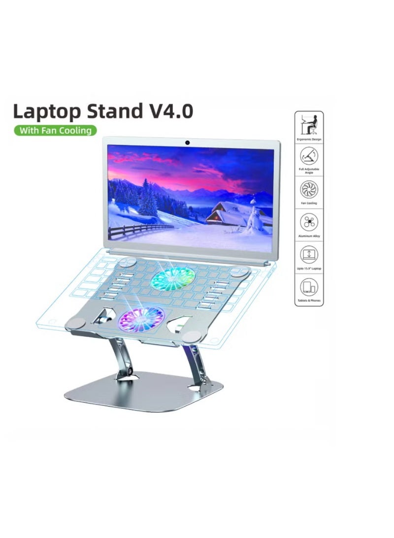 Laptop Holder Stand V4.0 with Dual Cooling Fans | 180° Rotatable & Height Adjustable for Office/Home - Image 3