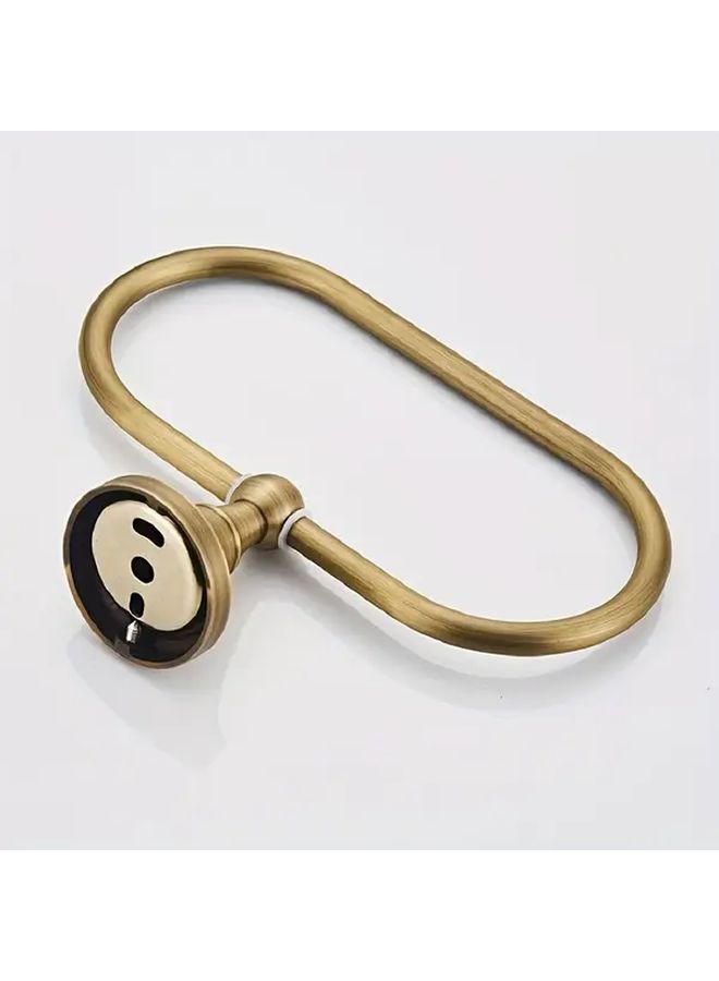 Silvery Wall Mounted Oval Towel Ring Textured Bathroom Hardware Vanity Corner Decor - Image 2
