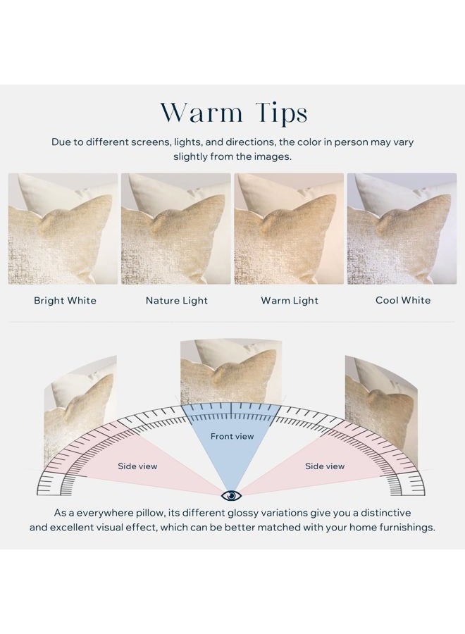 Phantoscope Pack of 2 Sparkling Velvet Decorative Throw Pillow Covers Soft Gold Glitter Square Cushion Cover Pillowcase for Couch Bed and Chair, Beige, 18 x 18 inches, 45 x 45 cm - Image 5