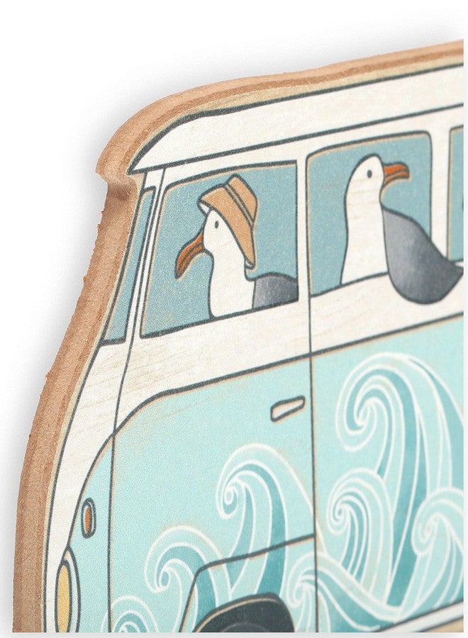 أوبن رود براندز ديكور حائط خشبي بتصميم طيور النورس على حافلة من Open Road Brands - لوحة جدارية مستوحاة من الشاطئ للحمام أو غرفة المعيشة أو غرفة التشمس - Image 4
