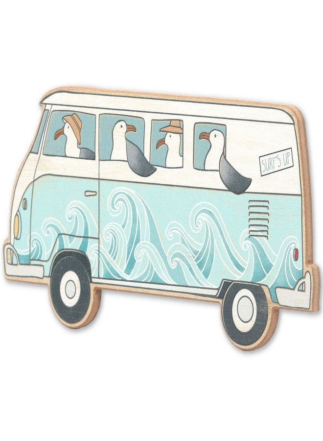 أوبن رود براندز ديكور حائط خشبي بتصميم طيور النورس على حافلة من Open Road Brands - لوحة جدارية مستوحاة من الشاطئ للحمام أو غرفة المعيشة أو غرفة التشمس - Image 2