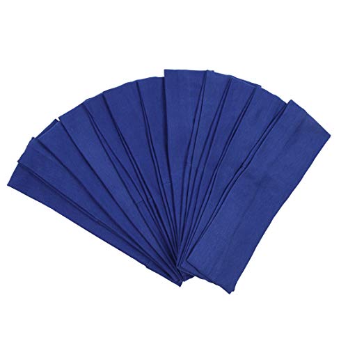 ICObuty Headbands Hairband Cotton Soft and Stretchy Elastic Solid Color 12 Pcs Per Lot (Royal Blue) Middle - Image 5