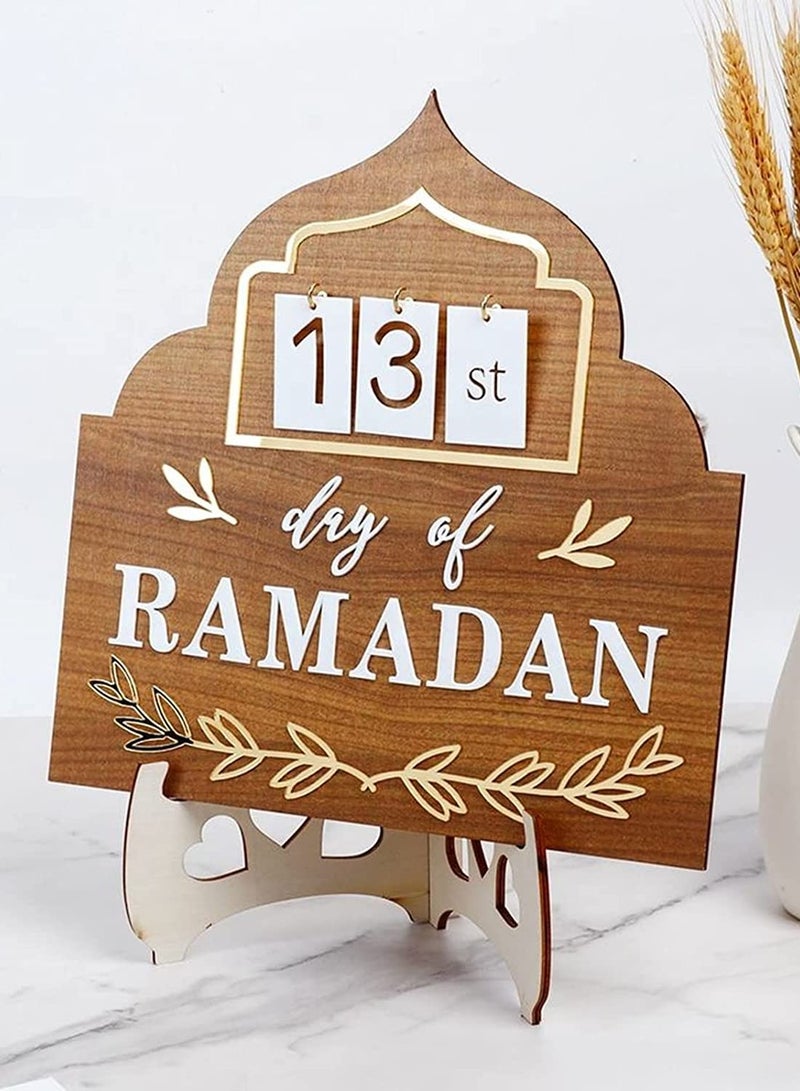 Eworld DIY Wooden Countdown 2025 Ramadan Mubarak Advent Calendar for Home and Gift - Image 2