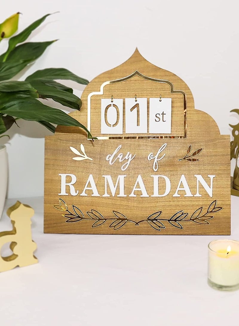 Eworld DIY Wooden Countdown 2025 Ramadan Mubarak Advent Calendar for Home and Gift - Image 4