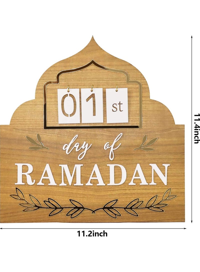 Eworld DIY Wooden Countdown 2025 Ramadan Mubarak Advent Calendar for Home and Gift - Image 3