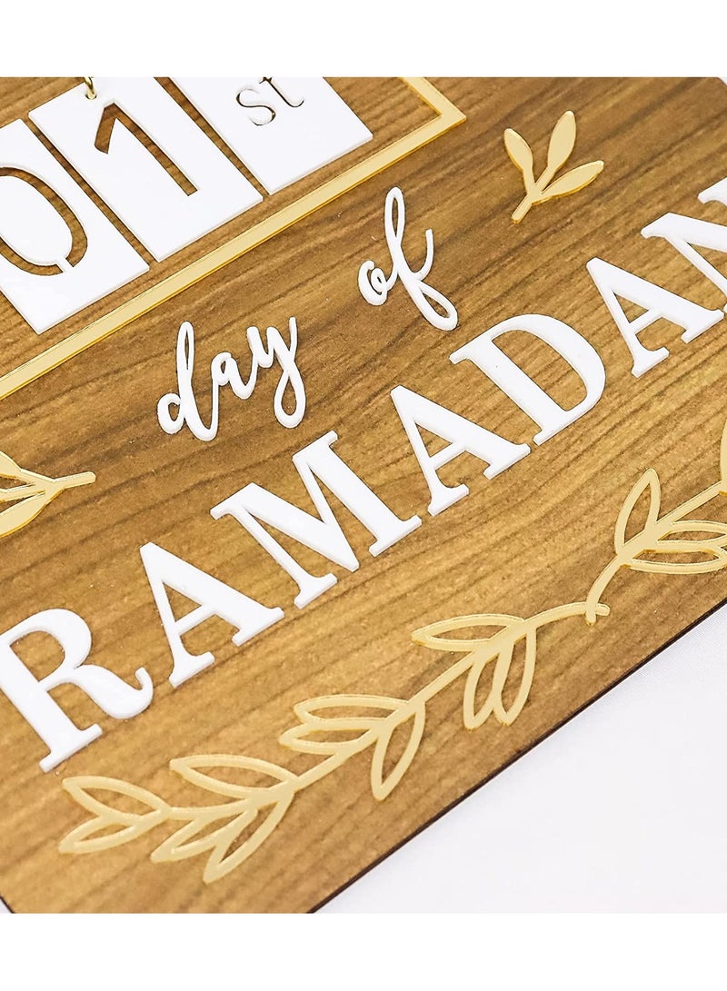 Eworld DIY Wooden Countdown 2025 Ramadan Mubarak Advent Calendar for Home and Gift - Image 5