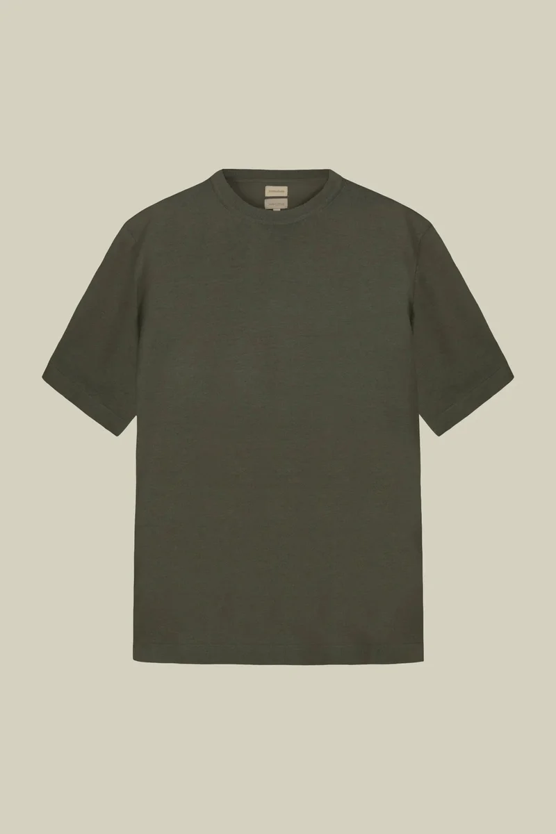 Doppelganger Green Men's knitted T-shirt in 100% cotton crepe - Sage Green for Men | Best Price UAE