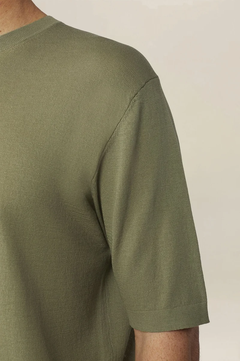 Doppelganger Green Men's knitted T-shirt in 100% cotton crepe - Sage Green for Men | Best Price UAE