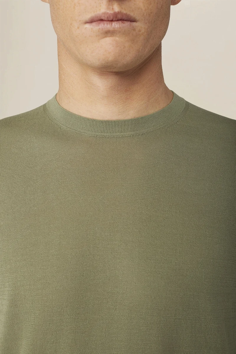 Doppelganger Green Men's knitted T-shirt in 100% cotton crepe - Sage Green for Men | Best Price UAE