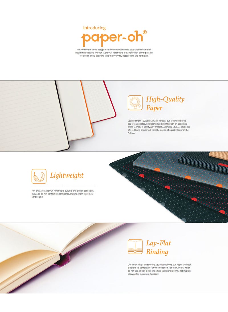 Paper-Oh Circulo Black on Grey A5 Lined Wrap Closure 112 Pages 100gsm Notebook - Image 2