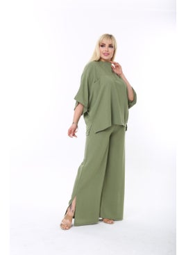 Escbutik Large Size Side Slit Comfortable Two-piece Suit with Trousers Stylish Bottom-Top Suit  - Image 4