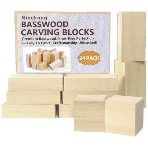 Ninekong 24PCS Basswood Carving Blocks with 3 Sizes，Whittling Wood Carving Kit,Soft Basswood for Carving(4"x1"x1",4"x2"x2",2"x2"x2") - Image 1