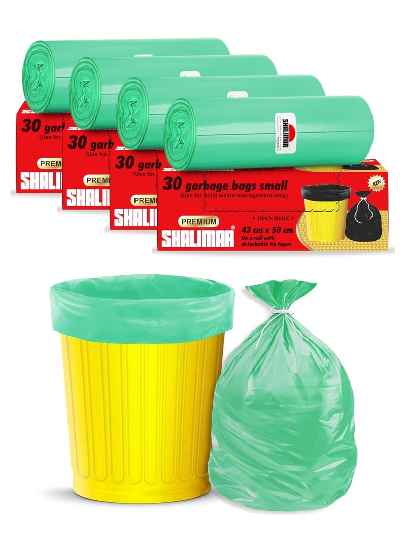 shalimar Shalimar Premium Oxo-Biodegradable Garbage Bag – 120 Bags (4 Rolls) – 43 x 48 cm – Fits 5 to 8 Gallon Bins – Leak-Proof Dustbin/Trash Bags – Green  - Image 1