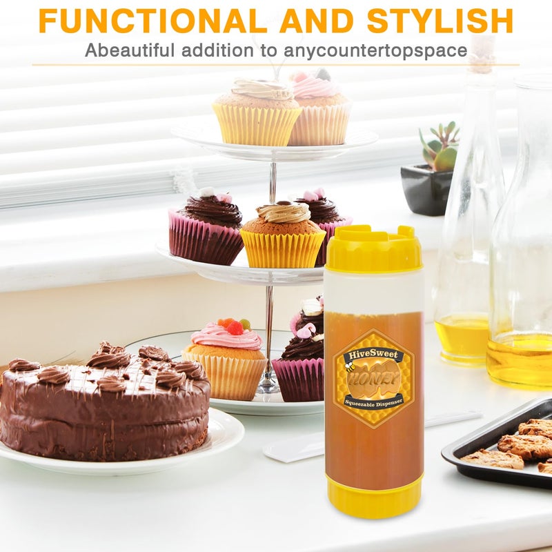HiveSweet Honey Dispenser 18 Oz Honey Dispenser No Drip For Home Kitchen Double Head Extrusion Syrup Dispenser - Image 5