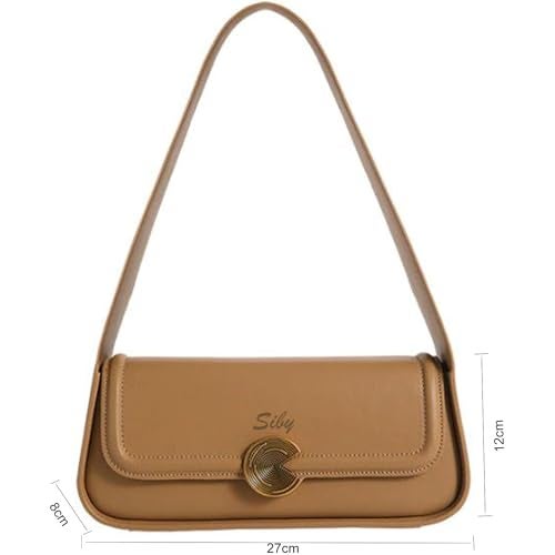SIBY Women's Brown Underarm Bag |PU Leather Shoulder Tote Handbag with Wide Straps and Metal Lock |Mini Design Handbag- Brown - Image 4