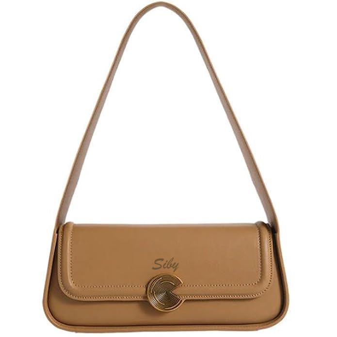 SIBY Women's Brown Underarm Bag |PU Leather Shoulder Tote Handbag with Wide Straps and Metal Lock |Mini Design Handbag- Brown - Image 1