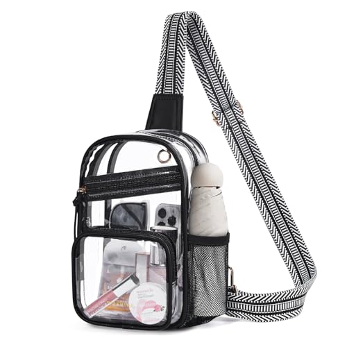 Missnine Clear Bag for Stadium Events Clear Sling Bag Fanny Pack Crossbody Purse for Sport Concert with Side Mesh Pocket - Image 1