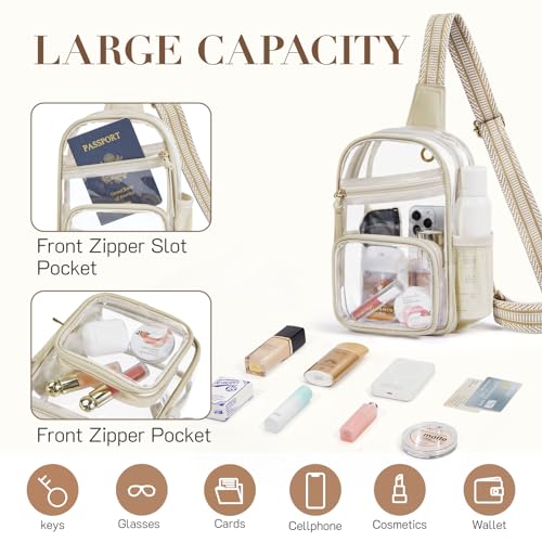 Missnine Clear Bag for Stadium Events Clear Sling Bag Fanny Pack Crossbody Purse for Sport Concert with Side Mesh Pocket - Image 3