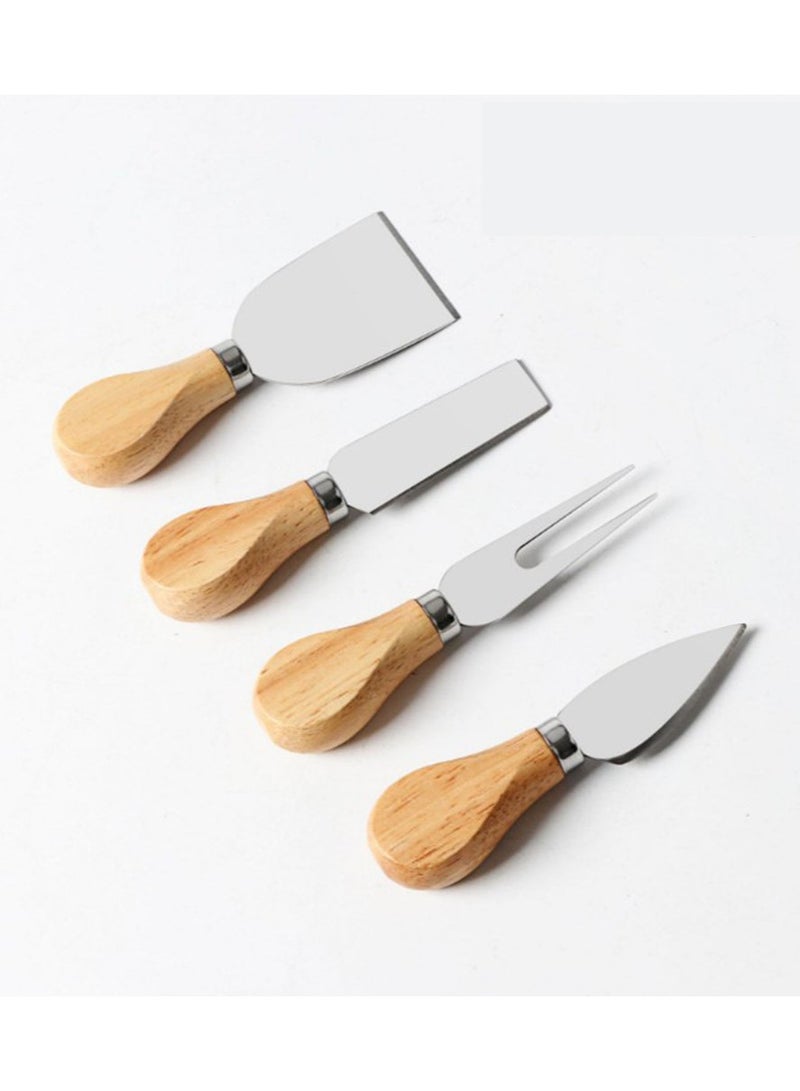 4 Cheese Knives Set Cheese Cutlery Steel Stainless Cheese Slicer Cutter Wood Handle Mini Knife Butter Knife Spatula Fork  - Image 2