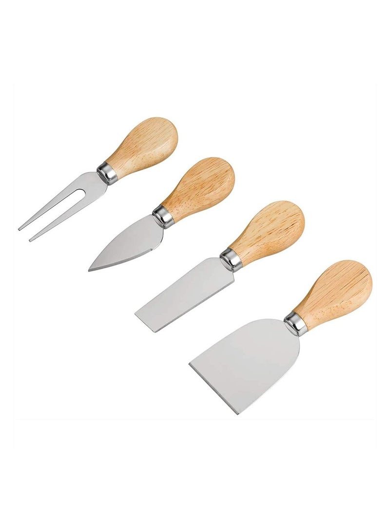 4 Cheese Knives Set Cheese Cutlery Steel Stainless Cheese Slicer Cutter Wood Handle Mini Knife Butter Knife Spatula Fork  - Image 3
