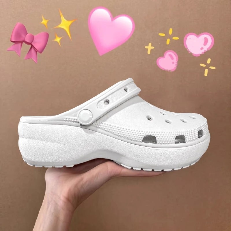 Cloud Croc Shoes Summer Outerwear Thick-Soled Heightening Sandals Non-Slip Wear-Resistant Breathable Couple Beach Baotou Slippers - Image 4